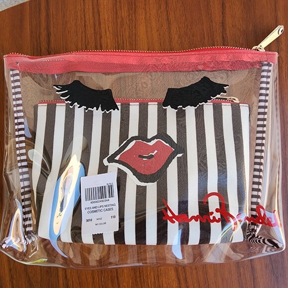 SOLD NWT Henri Bendel Eyes & Lips Nesting Cosmetic Bags Makeup Cases (2pc) - Picture 3 of 10